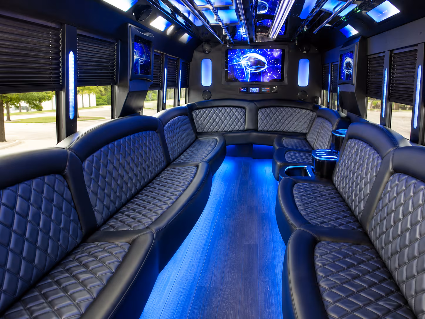 Tulsa Sporting Event Transportation party bus interior