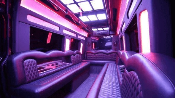 Interior of Tulsa Party Bus Company's 14 Passenger Sprinter Limousine in Moore