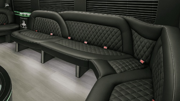 Interior of Tulsa Party Bus Company's 14 Passenger Sprinter Limousine in Rogers