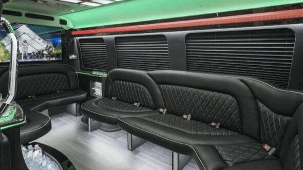 Interior of Tulsa Party Bus Company's 14 Passenger Sprinter Limousine in Springdale