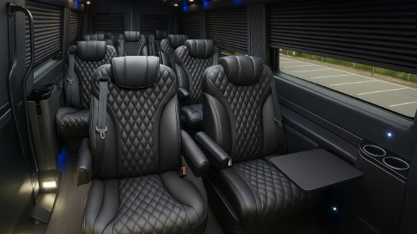Interior of Tulsa Party Bus Company's 15 Passenger Mini Bus in Tulsa
