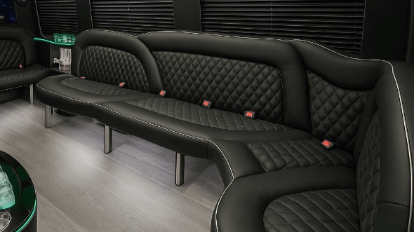 Interior of Tulsa Party Bus Company's 15 Passenger Party Bus in Joplin