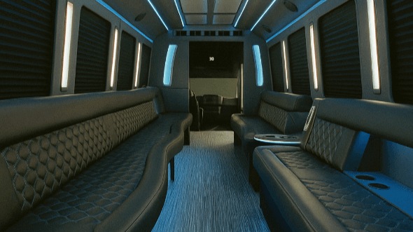 Interior of Tulsa Party Bus Company's 20 Passenger Party Bus in Broken Arrow