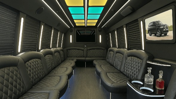 Interior of Tulsa Party Bus Company's 20 Passenger Party Bus in Joplin