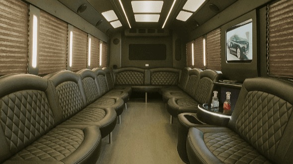 Interior of Tulsa Party Bus Company's 20 Passenger Party Bus in Moore