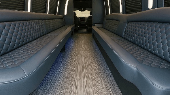 Interior of Tulsa Party Bus Company's 20 Passenger Party Bus in Springdale
