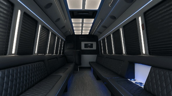Interior of Tulsa Party Bus Company's 25 Passenger Party Bus in Fayetteville
