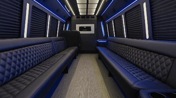Interior of Tulsa Party Bus Company's 25 Passenger Party Bus in Midwest City