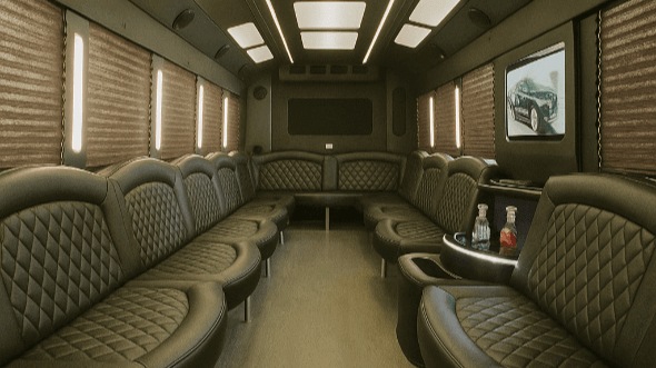 Interior of Tulsa Party Bus Company's 25 Passenger Party Bus in Moore