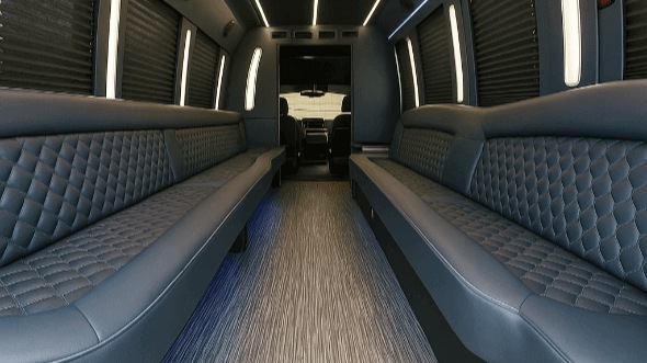 Interior of Tulsa Party Bus Company's 25 Passenger Party Bus in Springdale