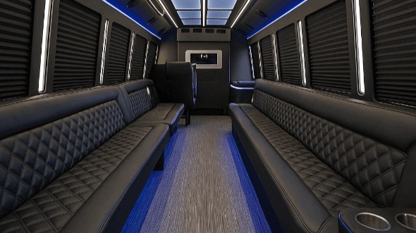 Interior of Tulsa Party Bus Company's 25 Passenger Party Bus in Tulsa