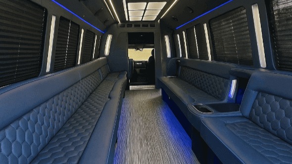 Interior of Tulsa Party Bus Company's 28 Passenger Party Bus in Springdale