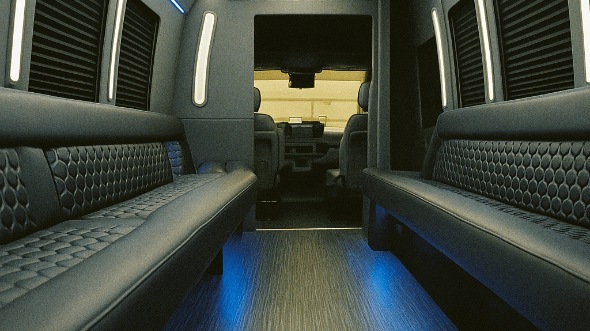 Interior of Tulsa Party Bus Company's 30 Passenger Party Bus in Oklahoma City