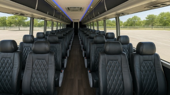 Interior of Tulsa Party Bus Company's 44 Passenger Charter Bus in Tulsa