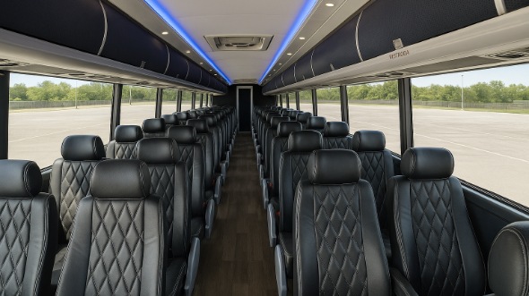 Interior of Tulsa Party Bus Company's 45 Passenger Charter Bus in Tulsa