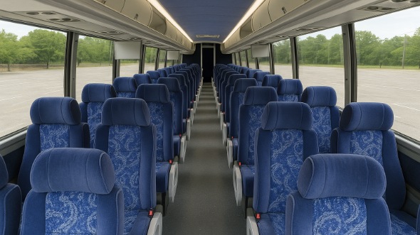 Interior of Tulsa Party Bus Company's 48 Passenger Charter Bus in Tulsa