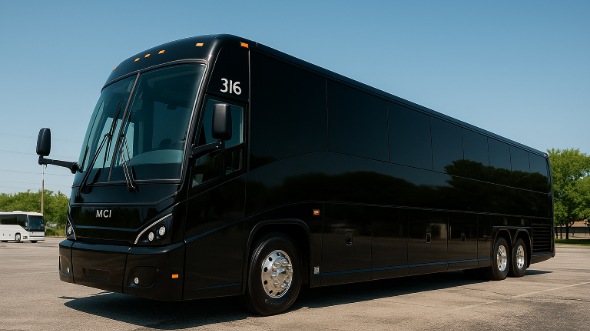 Exterior of Tulsa Party Bus Company's 50 Passenger Party Bus in Fayetteville