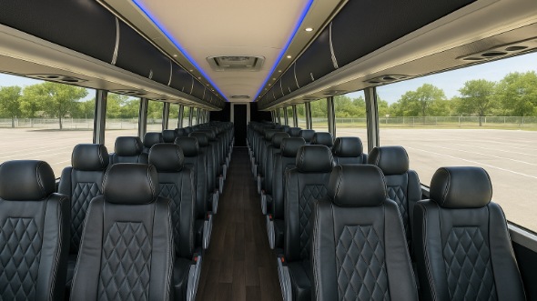 Interior of Tulsa Party Bus Company's 51 Passenger Charter Bus in Tulsa