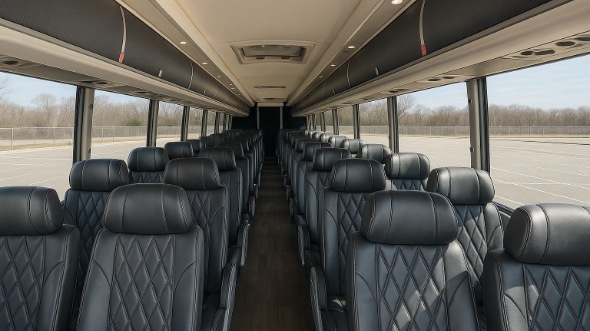 Interior of Tulsa Party Bus Company's 55 Passenger Charter Bus in Tulsa