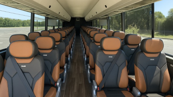 Interior of Tulsa Party Bus Company's 56 Passenger Charter Bus in Tulsa
